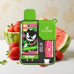 Aivono AIM-TANK 9500 Puffs Wegwerp Vape Aardbei Watermeloen met 18ml E-liquid, 650mAh Batterij en LCD-scherm