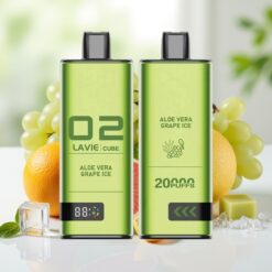 Lavie Cube 20000 Puffs Wegwerp Vape Aloë Vera Druiven IJs – 28ML, 5% Zout Nicotine, Type C Opladen