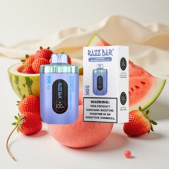 Razz Bar 50K Puffs Wegwerp Vape Aardbei Watermelon Bubble Gum – 50000 Puffs, 1.0 Ohm Mesh Coil, 650 mAh Battery, Type-C Oplaadbaar, 2% Nicotine