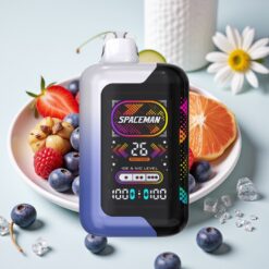 SMOK SPACEMAN SP40000 Zero Nicotine Disposable - 20ml 0% Nicotinezout, 1000mAh Oplaadbaar, 40000 Puffen, 2.28" Scherm, Blauwe Framboos IJs, 4 Vermogensstanden, 4 IJsniveaus